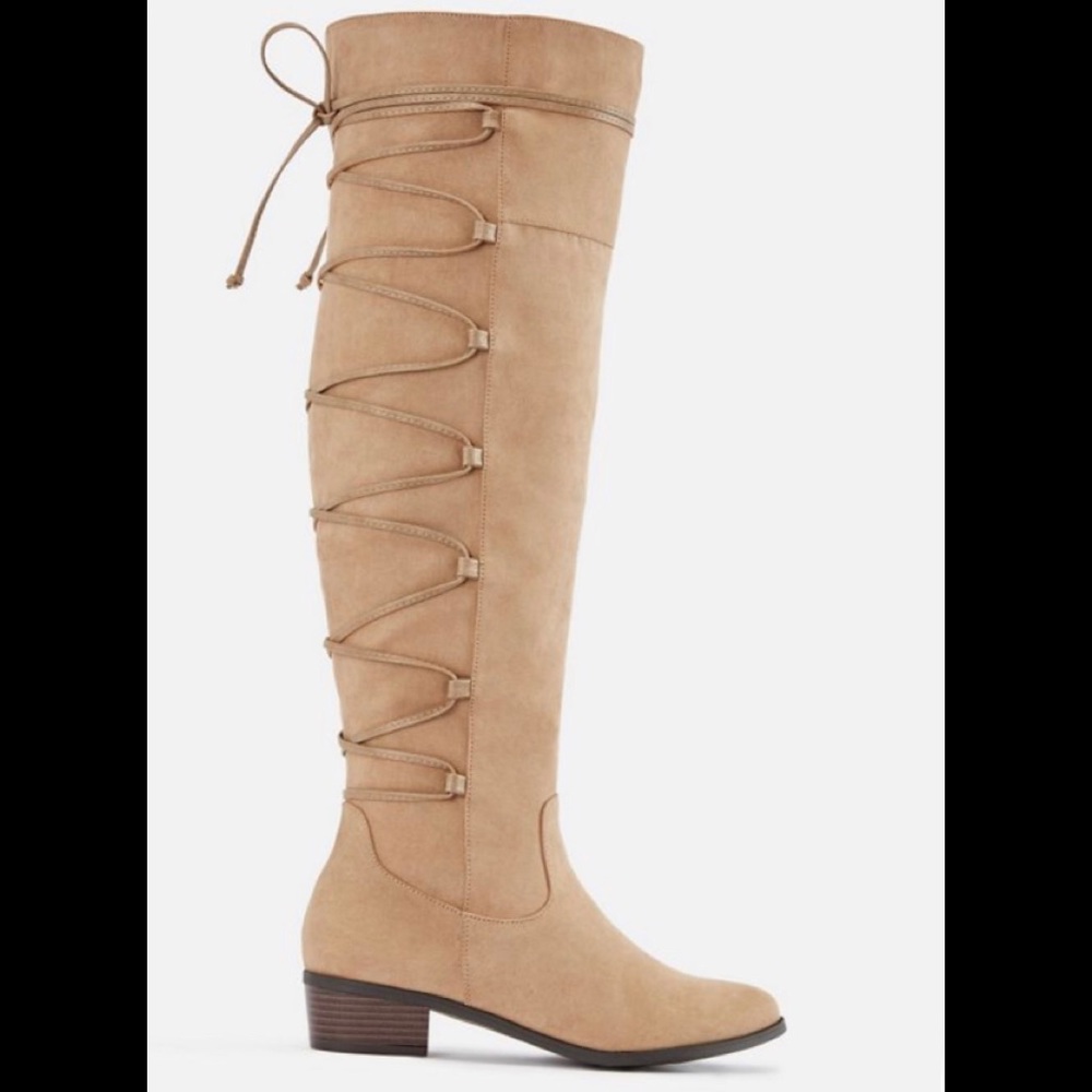 Wide calf corset back riding boots